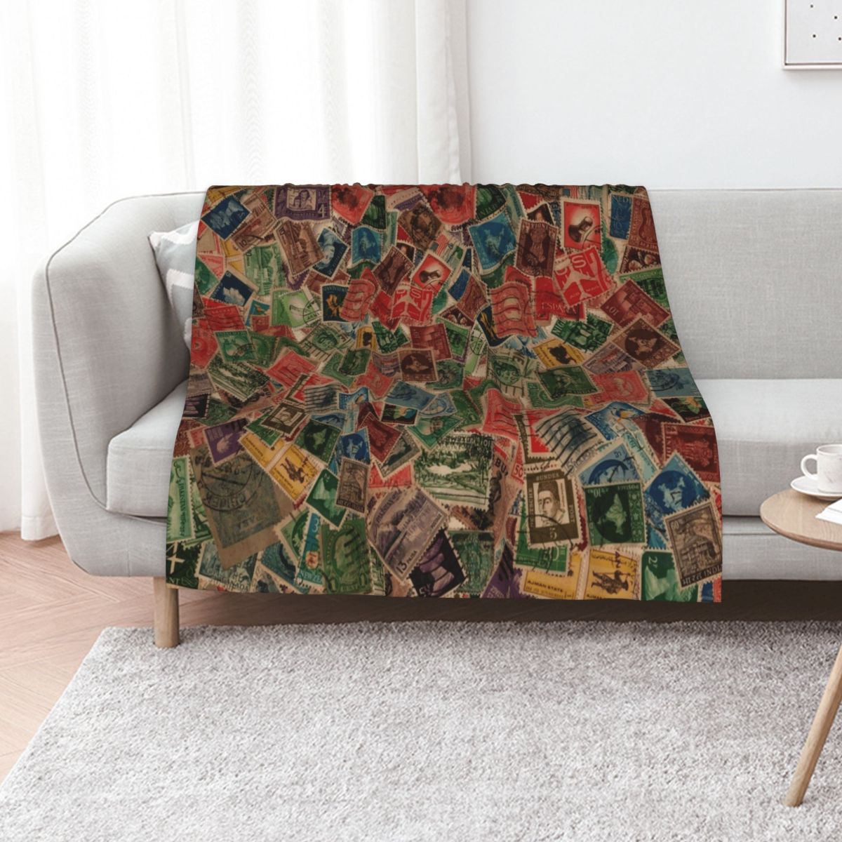 Collectible Vintage Postage Stamps - Coperta decorativa con stampe vintage della