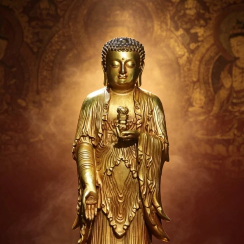 Vintage Collectible Ornaments - Statua Antica di Amitabha Buddha in