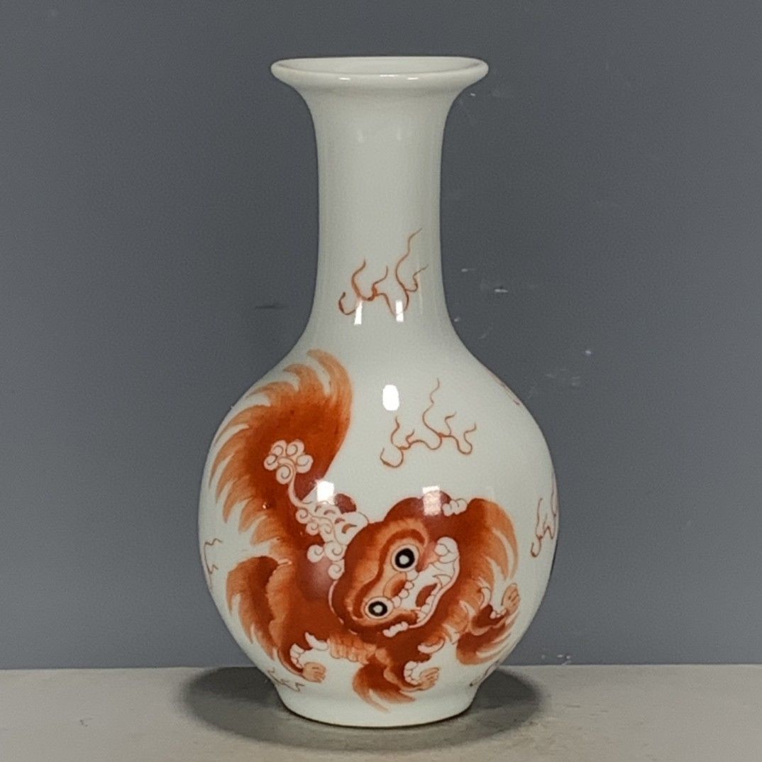Vintage Collectible Pottery - Vaso Vintage Cinese in Porcellana Rossa